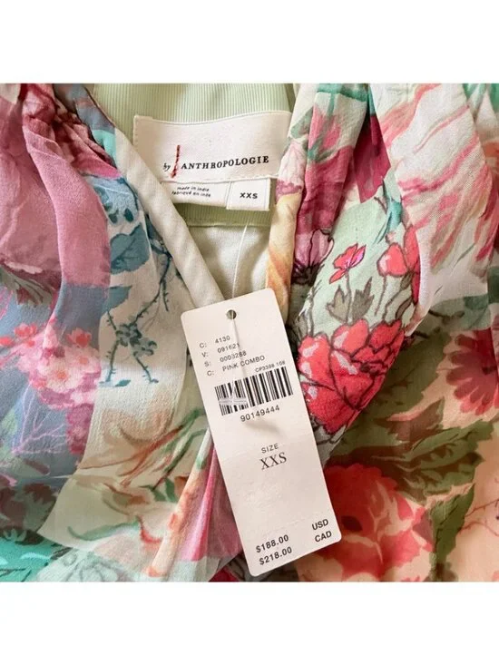 NEW Anthropologie Chiffon Shift Midi Dress Floral Sleeveless Beach Size XXSmall - Picture 5 of 12